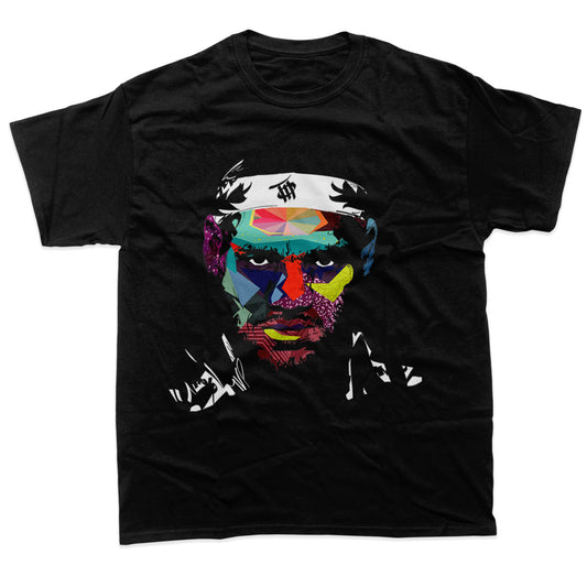 LeBron James Collorful Face Art Black T-Shirt